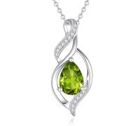 FANCIME Collier Femme Pierre de Péridot, Argent Sterling 925 Goutte Torsadée Pendentif Infini Amour, Cadeau Anniversaire Fête des Mères Noël Bijou pour Maman, Épouse, 40+5cm Chaîne Réglable