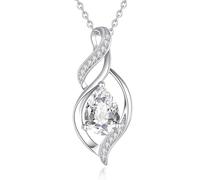 FANCIME Collier Femme Pierre de Zircon, Argent Sterling 925 Goutte Torsadée Pendentif Infini Amour, Cadeau Anniversaire Fête des Mères Noël Bijou pour Maman, Épouse, 40+5cm Chaîne Réglable