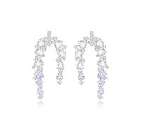 FANCIME Glycine Florissante Boucles d'oreilles Argent Sterling Boucle d'oreille Diamant Simulé Violet Bijoux Fin Cadeaux Anniversaire Mariage Fête des Mères pour Femmes Maman