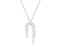 FANCIME Glycine Florissante Collier Argent Sterling Plaqué Or Blanc Pendentif Diamant Simulé Blanc Bijoux Fin Cadeaux Anniversaire Saint-Valentin Fête des Mères Mariage pour Maman