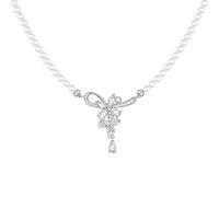 FANCIME Glycine Heure Collier Argent Sterling Plaqué Or Blanc Diamant Simulé Blanc Bijoux Cadeau Anniversaire Mariage Saint Valentin Fête des Mères pour Elle Femme Maman