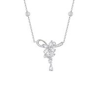 FANCIME Glycine Ondulation Collier Argent Sterling Plaqué Or Blanc Diamant Simulé Blanc Bijoux Cadeau Anniversaire Mariage Saint Valentin Fête des Mères pour Elle Femme Maman