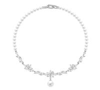 FANCIME Glycine Perle Collier Femme Argent Sterling Plaqué Or Blanc Diamant Simulé Perle Blanche Bijoux Cadeau Mariage Anniversaire Saint Valentin pour Femme Épouse Mariée