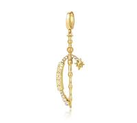 FANCIME Harry Potter x Collaboration - Dumbledore Elder Wand Charm, Gold, Sterling Silver Charms Necklace Jewellery Gift for Women Girls