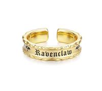 FANCIME Harry Potter x Collaboration - Ravenclaw House Ring - Golden, Sterling Silver Adjustable Ring Jewellery Gift for Women Girls Men