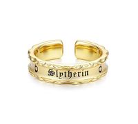 FANCIME Harry Potter x Collaboration - Slytherin House Ring - Golden, Sterling Silver Adjustable Ring Jewellery Gift for Women Girls Men