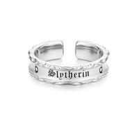 FANCIME Harry Potter x Collaboration - Slytherin House Ring - Silver, Sterling Silver Adjustable Ring Jewellery Gift for Women Girls Men