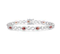 FANCIME Infinity Bracelet de tennis pour femme en argent sterling plaqué or Bracelet de tennis ovale Pierre précieuse de Noël Saint-Valentin Bijoux fins Cadeaux pour femme mère épouse Elle, Argent