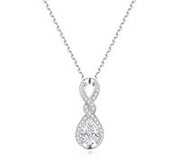 FANCIME Infinity Embrace Collier en pierre de naissance pour femme en argent sterling avec pendentif en pierre précieuse pour anniversaire, Noël, fête des mères, cadeau élégant pour femme, Argent