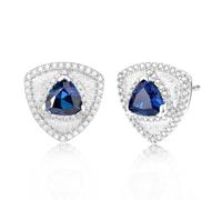 FANCIME Leroy Boucles d'oreilles à tige triangulaires en argent sterling avec pierre de naissance pour anniversaire, fête des mères, maman, épouse, femme, Argent sterling, Saphir bleu créé