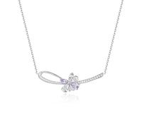 FANCIME Ode de Glycine Collier Argent Sterling Plaqué Or Blanc Diamant Simulé Violet Bijoux Cadeau Anniversaire Mariage Saint Valentin Fête des Mères pour Elle Femme Maman