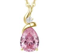 FANCIME Pendentif solide en or jaune 585 14 carats avec gouttes d'améthyste, aigue-marine, émeraude, rubis, saphir, opale et véritable diamant - Cadeau pour femme - Chaîne en argent 925 - Chaîne : 40