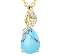 FANCIME Pendentif solide en or jaune 585 de 14 carats avec gouttes d'améthyste, aigue-marine, émeraude, rubis, saphir, opale 0,28 ct, cadeau pour femme, argent 925, longueur de la chaîne : 40 + 5 cm