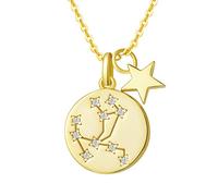 FANCIME Signe du Zodiaque Astrologique Sagittaire Pendentif Collier Bijoux en Argent 925/1000 Plaqué Or Blanc avec Zircone Cubique Bijoux pour Femmes Filles - Chaîne Longueur: 40 + 5 cm