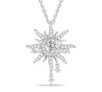 FANCIME Soluna Nexus Collier pour femme en argent sterling avec pendentif lune et soleil, Argent sterling, Zircone cubique