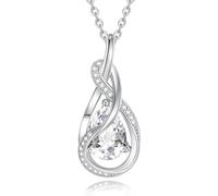 FANCIME TimelessTie Collier avec pierre de naissance pour femme en argent sterling - Pendentif nœud - Bijou fin - Cadeau d'anniversaire - Cadeau pour femme, mère, Argent sterling Or, Zircone cubique