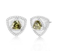 FANCIME Trinity Leroy Boucles d'oreilles triangulaires en argent sterling 925 avec pierre précieuse pour anniversaire, Saint-Valentin, cadeau pour femme, Argent sterling