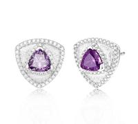 FANCIME Trinity Leroy Boucles d'oreilles triangulaires en argent sterling 925 avec pierre précieuse pour anniversaire, Saint-Valentin, cadeau pour femme, Argent sterling