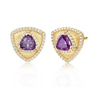 FANCIME Trinity Leroy Boucles d'oreilles triangulaires en argent sterling 925 avec pierre précieuse pour anniversaire, Saint-Valentin, cadeau pour femme, Argent sterling