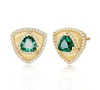 FANCIME Trinity Leroy Boucles d'oreilles triangulaires en argent sterling 925 avec pierre précieuse pour anniversaire, Saint-Valentin, cadeau pour femme, Argent sterling