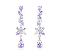 FANCIME Wisteria Collection de bijoux en perles de glycine pour femme en argent sterling avec boucles d'oreilles en diamant simulé Violet Anniversaire de mariage Bijoux élégants Cadeaux pour femme