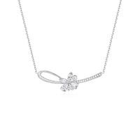 FANCIME Wisteria Ode Collier en argent sterling plaqué or blanc avec faux diamant pour anniversaire, Saint-Valentin, fête des mères, cadeau de mariage pour femme, maman, Argent sterling, Zircone