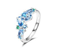 FANCIME Wisteria Whisper Bague en argent sterling plaqué or blanc avec plusieurs pierres précieuses pour anniversaire, mariage, bal de fin d'année, fête des mères, remise de diplôme pour femme, mariée