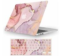 Fancity Compatible avec MacBook Air 13" 2020 2021 M1 A2337 A2179 A1932, coque de protection rigide caoutchoutée et housse de clavier pour Mac Air 13 avec Touch ID (2018-2021), marbre rose