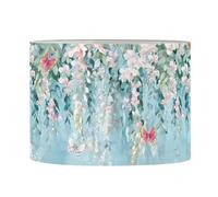 FANCOSAN Abat-jour en forme de tambour Fleurs Bleues Résistantes en Verre de Rechange pour Lampe de Bureau, de Table, de Plancher Décoration de la Maison Éclairage M