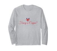 Fancy A Cuppa? Shirt avec Mots Anglais drôles Drapeau Union Jack Manche Longue