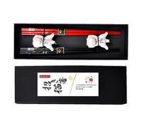 Fancy Chopsticks,Cartoon Ceramic Lucky Cat Chopstick Holder - 2 Pairs Non-Slip Reusable Japanese Chopstick Set 9.45i Chopsticks Better Prevent Food From Falling Andn With Case For Sushi, Asian Cuisine