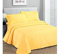 Fancy Collection Couvre-lit de Luxe gaufré, uni, pour lit Double/Grand lit, 254 x 270 cm, Jaune