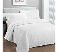 Fancy Collection Couvre-lit de Luxe gaufré, uni, pour lit King Size/lit californien, 300 x 270 cm, Blanc