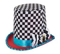 Fancy Dress VIP Chapeau haut à carreaux noir et blanc Alice Thé fou Party Déguisement de conte de fées Déguisement de théâtre Cosplay