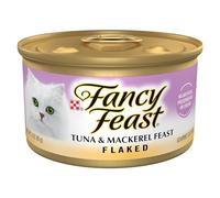 Fancy Feast Wet Cat Food, Flaked, Tuna & Mackerel Feast, 3-Ounce Can, Pack of 24