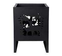 Fancy Flames Brasero carré Noir Motif cerf 30,3 x 30,2 x 40,1 cm