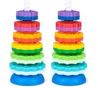 FANCY Grande Pyramide pour Bébé Jouet à Empiler 40 cm - Jouet d’Éveil avec Les Engrenages Jeux Éducatifs pour Bébé Empilement et Culbuto Cadeau Enfant 1 2 3 Ans (Lot de 2)