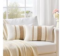 Fancy Homi Lot de 2 housses de coussin lombaire décoratives rectangulaires de style bohème neutre et bohème pour canapé, lit, sofa, chaise, décoration d'intérieur moderne et bio, en coton doux, 30,5 x