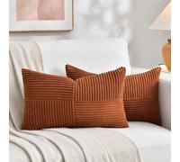 Fancy Homi Lot de 2 housses de coussin lombaire décoratives rectangulaires en velours côtelé doux de style bohème pour canapé-lit, sofa, décoration d'intérieur, couleur terre cuite, 30 x 60 cm,