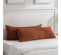 Fancy Homi Lot de 2 housses de coussin lombaire longues décoratives de style bohème pour lit, canapé, chambre à coucher, banc, 35,6 x 91,4 cm, motif patchwork doux, texturé en velours côtelé et motif