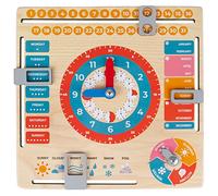 FANCY Jeux Educatif en Anglais Calendrier en Bois pour Apprendre l’ Anglais pour Enfants - Tableau d'apprentissage pour Professeur Jouet en Bois Montessori pour Les Cours d’Anglais