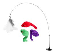 FANCY Jouet Chat Lot 4 Pièces - 3 Souris + Canne à Pêche pour Chat avec Plume et Ventouse - Jouet Chaton Intérieur, Jeux pour Chat