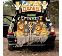 Fancy Land Kit de décorations de voiture religieuses pour Halloween - 37 | Christian Daniel in the Lions' Den Décoration extérieure Be Brave Like Daniel, pour porte de garage Archway, dimanche école