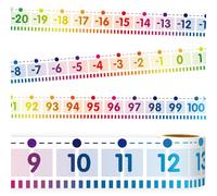 Fancy Land Ligne numérique pour salle de classe, tableau d'affichage mural, bordure arc-en-ciel, 20 à 100, décoration de salle de classe, 11 m, 1 rouleau de décoration de classe de mathématiques