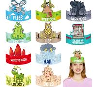 Fancy Land Lot de 30 couronnes en papier pour enfants - Pessah - Dix Plagues - Cadeaux de fête