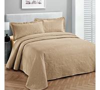 Fancy Linen Collection de literie de Luxe - Couvre-lit surdimensionné - Couleur cendrée - Convient pour lit King Size California 299 x 269 cm