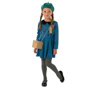 Fancy Me Déguisement d'évacuée de Guerre des années 1940 avec Masque à gaz et boîte pour Filles de 3 à 10 Ans (5-6 Ans, Filles)