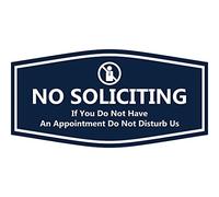 Fancy Panneau « No Soliciting If You Do Not Have An Appointment Do Not Disturb Us » (Bleu marine/blanc) - Petite taille