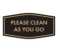 Fancy Please Clean As You Go Panneau Noir/doré Taille L