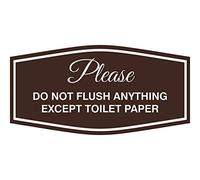 Fancy Please Do Not Flush Anything Except Panneau de papier toilette Small (3" x 6") marron foncé